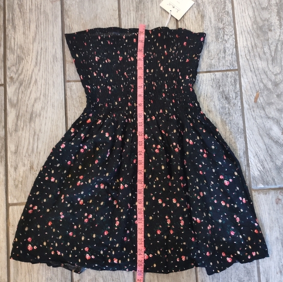 NWT Black Strapless Dress with Floral Print #247 - Picture 3 of 3